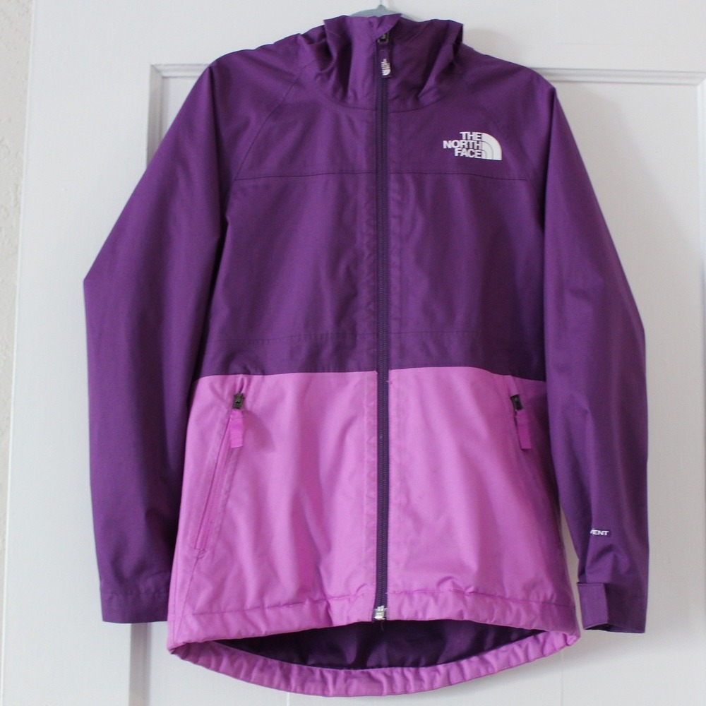 The North Face Girls DryVent Rain Jacket Purple Color Block Size S 7/8